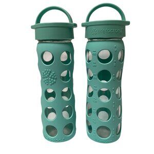 Lifefactory 14oz Glass Water Bottles with Silicone Sleeve and Classic Handle Cap